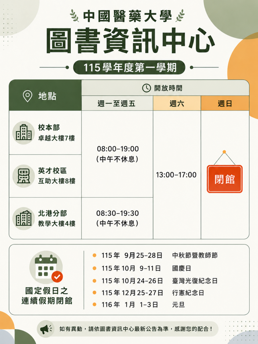 115學年度開放時間