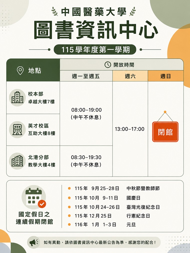 115學年度開放時間
